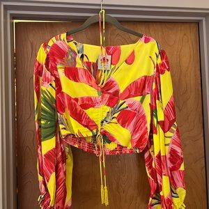 Farm Rio Sweet Jungle Lime crop top